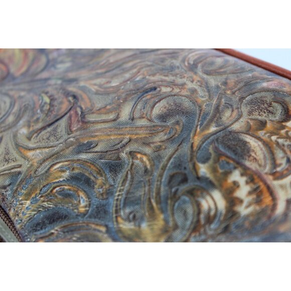 Brahmin Embossed Leather Shoulder Bag Brown Gold Vintage Small Purse - Picture 9 of 16